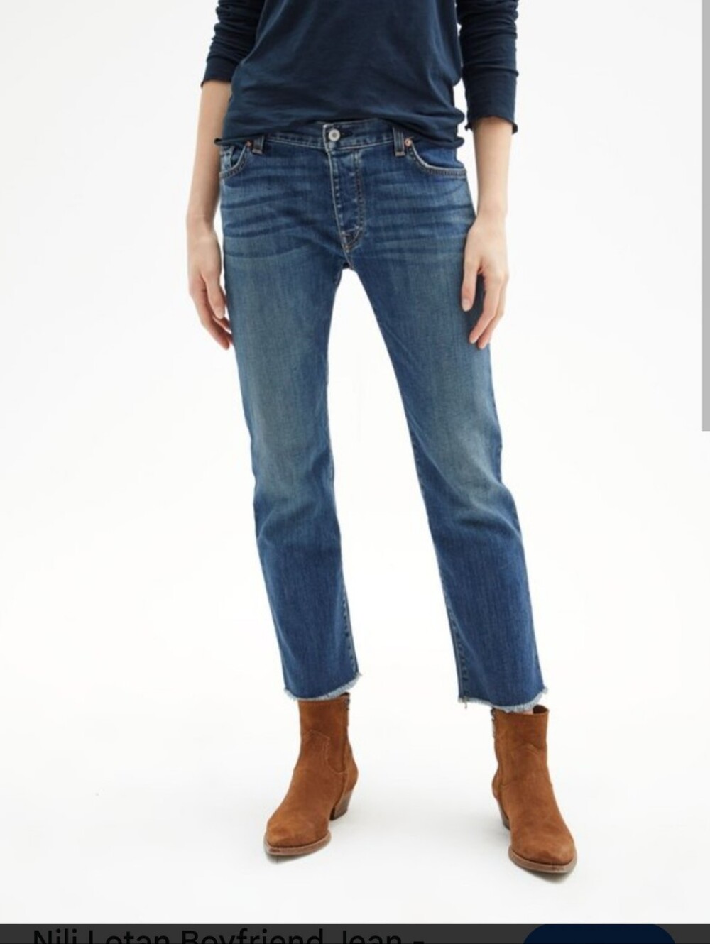Nili Loton Boyfriend Mid Rise Cropped Jeans Size 28